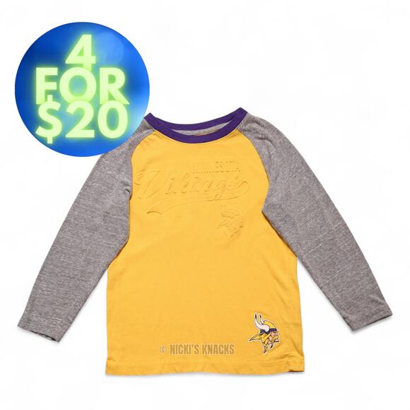 4/$20 - NFL Kids Girls Minnesota Vikings T-Shirt Yellow & Gray Size S 6/7 - Picture 1 of 8